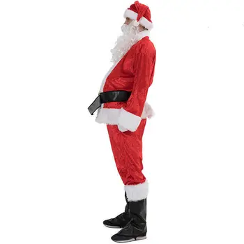Ziemassvētku Santa Klausa Tērpu Cosplay Santa Claus Drēbes Iedomātā Kleita Ziemassvētku Vīriešiem, 5gab/daudz Kostīms, Uzvalks Pieaugušajiem karstā