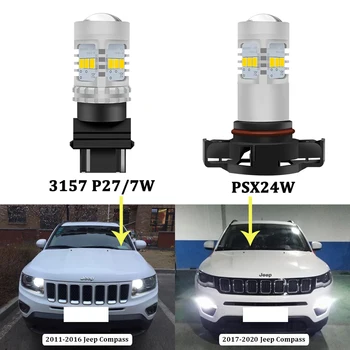 BMTxms Jeep Compass LED DRL Gaismas 2011-2019 Transportlīdzekļa PSX24W 2504 3157 P27/5W LED Dienas gaismas lukturi, automātiskas Tālās Gaismas Spuldzes Canbus