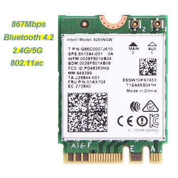 1200Mbps Intel 8265 AC Dual Band 2.4 G/5Ghz NGFF Wlan Wi-Fi 802.11 ac WiFi, Bluetooth 4.2 Kartes Adaptera Komplekts Desktop MU-MIMO