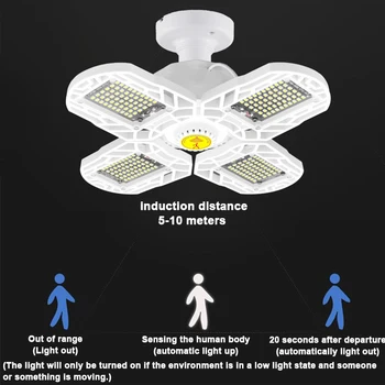 Sensora LED Garāžas Gaismas Lampas Rūpniecības Garāžas, Darbnīcas, Noliktavas Mājas Locīšanas Deformācijas Augstas Bay Gaismas AC85-265V