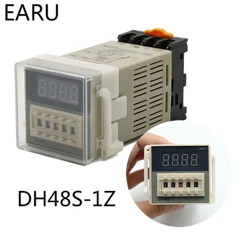 DH48S-1Z Ciparu LED Programmējams Taimeris Laika Releju, Slēdzi DH48S 0,01 S-99H99M DIN SLIEDES AC110V 220V DC 12V 24V ar Ligzdu Bāzes
