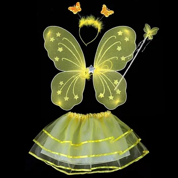 4gab Bērniem, meitenēm Pasaku Princese Tērpu Komplekti krāsains posmā valkā Tauriņu Spārniem Zizli Galvu Tutu Svārki H1 x