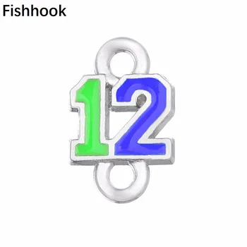 Fishhook 10pcs Seahawks 12 zila neona zaļu emalju tiny piekariņi par rokassprādzi fani rotaslietas dāvanu