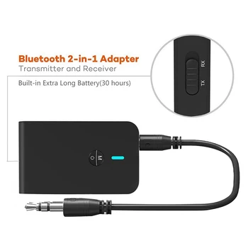 Zema latentuma Bluetooth 5.0 Raidītājs Uztvērējs 2 In 1 Audio Bezvadu Adapteri, Lai Auto TV PC Skaļruņu Austiņas ar 3,5 MM Aux Ligzda