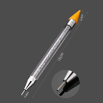 Dual Beigām Vasks Pildspalvu Rhinestone Atlasītājs Dotting Pildspalvu Viegli Pacelt Manikīrs Kniedes 3D Nagu Apdares Izvēle Nagu Mākslas Instrumentus, 4 Krāsas