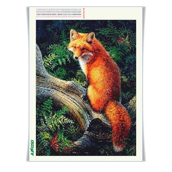 AZQSD Dimanta Krāsošana Fox Cross Stitch Mājas Dekoru Dimanta Izšuvumi Dzīvnieku Attēlu Rhinestones Dāvanu Roku darbs Sienas Māksla