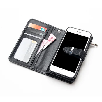 PU Āda iphone 7 lietā turiet Karti Rāvējslēdzēju, Noņemams Somā Monēta Maku Lietā par iPhone 7 7Plus 8 6S Plus X XR 11 PRO Max