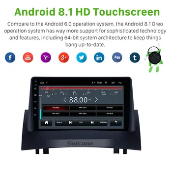 Seicane 9 collu Android 9.1 Auto Multivides atskaņotājs HD Touchscreen GPS Radio 2004 2005 2006 2007 2008 Renault Megane 2