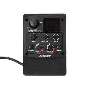 Cherub G-Signāls, GT-6 Akustiskā Ģitāra Preamp Pjezo Pikaps 3-Band EQ Ekvalaizers LCD Uztvērējs ar Reverb/Vilcināšanās/Koris/Mēroga Ietekme