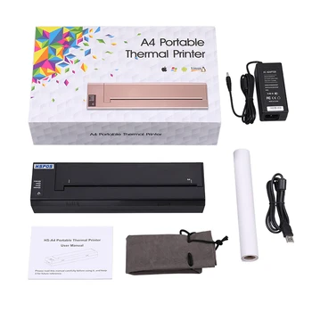 A4 termoprinteris ar Akumulatoru Melnā Zelta Sudraba Krāsā Portatīvo Wifi Printeri, kas Atbalsta dokumentu drukāšanas HS-A4PUW
