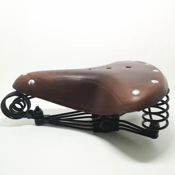 G10 pātagot seglu Vintage zilonis pavasara īstas ādas atsperu sēdeklis vecā stila velosipēdu seglu īstas ādas seglu