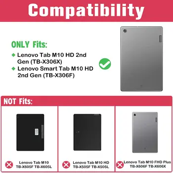 Gadījumā, ja Lenovo Cilnes M10 HD 2nd Gen būtiska Smart Cover Lenovo TB-X306 10.1 Tri-Reizes PU Ādas Šoks Pierādījums Tablet Stand Shell
