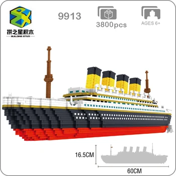 3800pcs+ Micro Celtniecības Bloki 60CM Liela Izmēra Titānika Kruīza Kuģa Modelis DIY Mini Ķieģeļi Rotaļlietas Bērniem Pieaugušo Colllection