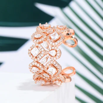 GODKI Bišu Ligzdu Luksusa Pusei Paziņojumu Paaugstināma Gredzeni Sievietēm, Kāzu Kubikmetru Ziron CZ Kāzu Dubaija Līgavas Pirkstu Gredzenu 2019