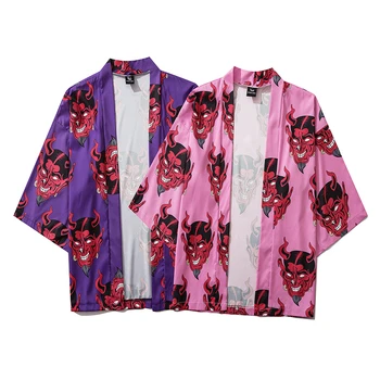 Japāņu Stila Jaciņa Dēmons Drukāt Sieviešu Harajuku Kimono Jaunums Vasaras Gadījuma Brīvs Krekls Topi Cilvēks Kimonos Mētelis Yukata Drēbes