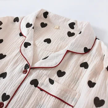 Japānas Jaunā Stila Dāmas Pavasara Un Rudens Tīras Kokvilnas Dāmas Pidžamu garām piedurknēm Atloks Zaudēt priecīga Mājās Pakalpojumu Uzvalks