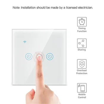 Ubaro ES/UK Rūdīta Stikla Panelis Tuya Smart Touch Switch Phone Kontroles Alexa Balss Sienas Interruptor Inteligente Slēdži