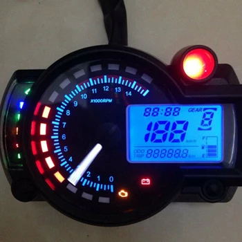 Universālā Motocikla Paneļa Anti-glare LCD Ciparu Dual Ātrums 6 Pārnesumu Regulējams Motociklu Spidometrs, Odometrs, Tahometrs