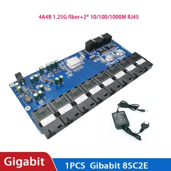 10/100/1000M 8 SC 2 RJ45 utp Gigabit Ethernet switch Ethernet Fiber Optisko Media Converter 8) Ostas 1,25 G SC PCBA valdes 5V3A
