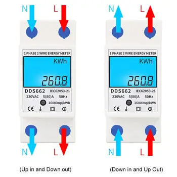 LCD Digitālais Displejs vienfāzes Elektroenerģijas Patēriņa Mērītājs Enerģijas Skaitītājs Watt Wattmeter kWh 230V AC 50Hz Din Sliedes