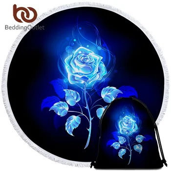 BeddingOutlet Blue Rose Kārta Pludmales Dvieli Microfiber Liels Vannas Dvielis Toalla Piknika Segu 3D Ziedu Krāsains Jogas Paklājiņš 150cm