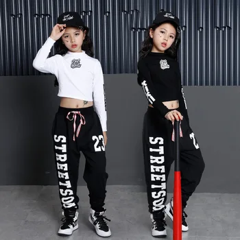 Jaunā Pavasara Meiteņu Sporta Tērps Kokvilnas Streetwear Apģērbu Komplekti Bērniem Pusaudžu Hip Hop Deju Apģērba Divi Gabali Uzstādīt Tracksuit Bērniem