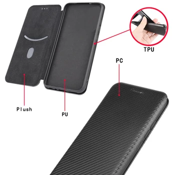 Capa par Xiaomi Poco X3 NFC Flip Case For Poco X3 NFC gadījumā Oglekļa šķiedras tekstūru ādas Vāks Xiaomi Pocophone X3 NFC Gadījumos