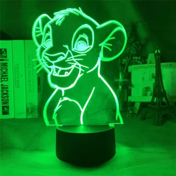 Disney Simba Lion King Set Dekoratīvs LED Nakts Gaisma Bērniem Guļamistaba Dekorēšana LED 3D Ilūziju, Galda Lampas Gaismas Dāvanas