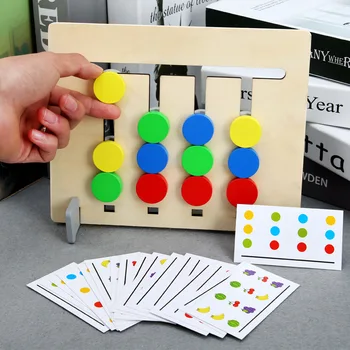 Koka Montessori Rotaļlietas Četru Krāsu Saskaņošanas Spēli Bērniem Izglītības Mācību Rotaļlietas Bērniem Juguetes Sensoriales C2064H