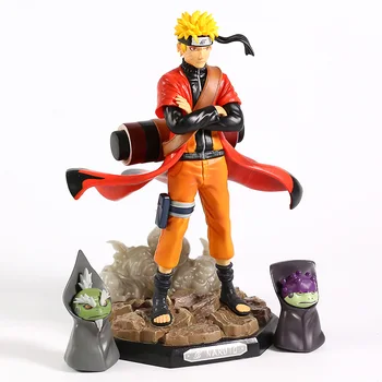 Naruto Shippuden Uzumaki Naruto Sennin Režīmā ar Shima Fukasaku PVC Attēls Kolekcionējamus Modeļa Rotaļlietu Brinquedos Figurals