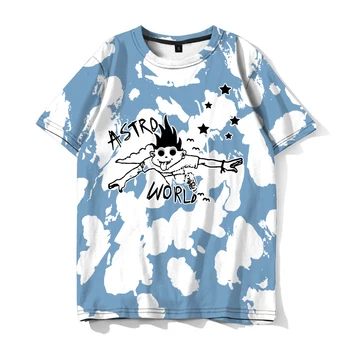 Hip Hop Travis Scotts ASTROWORLD Harajuku T-krekli Vīriešu Apģērbu 2018 Topi ar Īsām Piedurknēm T Print Plus Lieluma A8904-A8907