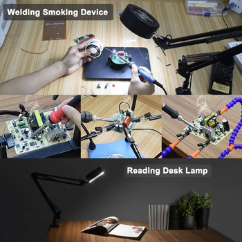 NEWACALOX Metināšanas Smēķēšanas Instruments, Rīks Regulējams Galda Skava Lodēšanas Dūmu/Tvaiku Absorbētājs ar LED Gaismu Lodēšanas Darbu