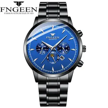 FNGEEN Kvarca Pulksteņu Vīriešiem Eleganti Stianless Tērauda Pulksteņi luksusa Masculino Relogio Ūdensizturīgs rokas Pulkstenis Vīriešu pulkstenis Reloj montre
