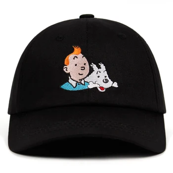 Kokvilnas TinTin Tētis cepure ar Izšuvumiem Beisbola cepure Pasūtījuma Siksna Atpakaļ Unisex Regulējams Aventures de Tintin Snapback Cepure Vīrietis
