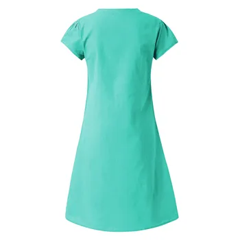 Ir 2021. Plus Izmērs S-5XL Cietā V veida Kakla Kleita Sieviešu Vasaras Stils Feminin Vestido T-krekls Veļa Gadījuma Dāmas Zaudēt Kleitu Vairumtirdzniecība N4