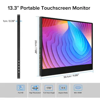 UPERFECT FHD) 1080P IPS Tipa-C Portatīvo Monitoru Acu Aprūpes Ekrāna ar HDMI/USB-C Klēpjdators PC/MAC/PS4/Xbox/Slēdzis Smart Cover