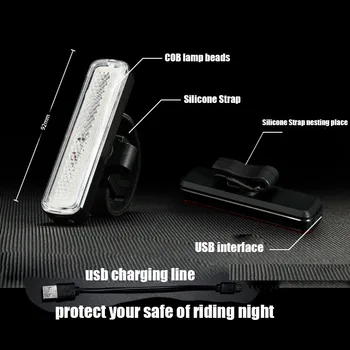 100 LM Velosipēdu Astes Gaismas MTB Uzlādējams COB LED USB Taillight Kalnu Drošības Brīdinājums Velosipēda Aizmugurējās Gaismas Velosipēdu Lampas