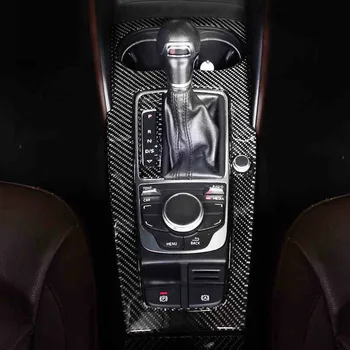 Oglekļa Šķiedras Centra Konsole Pārnesumu Pārslēgšanas Paneļa Apdare Vāciņš Melns Audi A3 8V 2013-2018 LHD Auto Interjera Aksesuāri