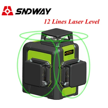 Sndway 12 Līnijām, Lāzera Līmeni 360 3D Sarkans/Zaļš Lāzera 2. Līmeņa Līnijas, Self Leveling Lāzera Instrumenti Krusta Vertikālā Horizontālā Nivelieris