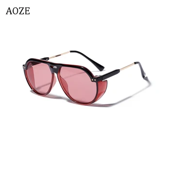 AOZE2019 jaunu Caurspīdīgu krāsu varde spogulis sieviešu retro modes big face big rāmja saulesbrilles, vīriešu anti-UV unisex saulesbrilles
