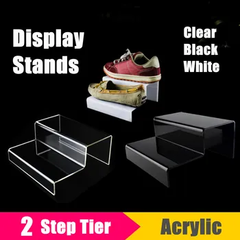 2. solis akrila mazumtirdzniecības vertikālā skaitītājs apavi, kurpes, rotaslietas displejs stāvēt apdare rotaslietas kāpnes plaukta dubultā plauktā