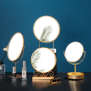 Ziemeļvalstu Metāla Spoguļi Dekoratīvās Sienas Spogulis Meitene Desktop tualetes galdiņš Make-up Spogulis Piecelties Home Decoration Accessories
