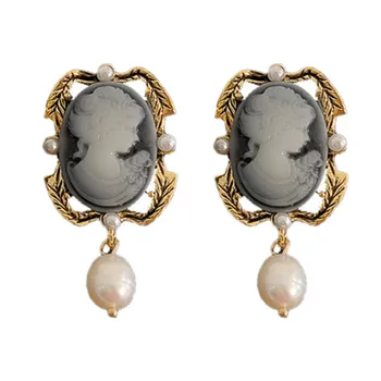 Ajojewel Vintage Pirmslaulību Kameja Auskari Sievietēm Ar Imitētu Pērles Pils Baroka Stila Rotaslietas, Vairumtirdzniecība