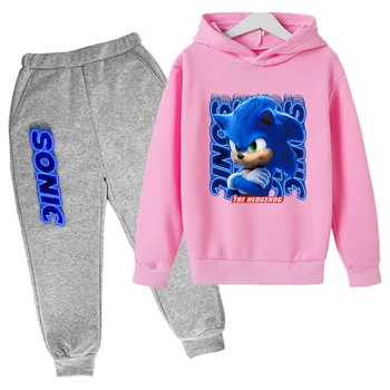 Ir 2021. jaunā pavasara rudens kokvilnas karikatūra Sonic ezis bērniem kapuci garām piedurknēm krekls modes sporta tērps, zēns, meitene 3-14 y