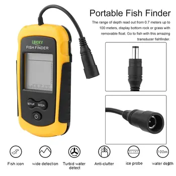 Portatīvo Fish Finder Sonar Stabilāku Signālu Devēju Fishfinder 0.7-100m Zvejas Echo Sounder ar Akumulatoru angļu Displejs