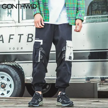 GONTHWID Multi Lentes Kabatas Kravas Harēma Joggers Bikses Vīriešu Hip Hop Harajuku Streetwear Treniņbikses Modes Gadījuma Bikses Bikses