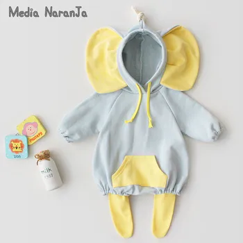 Baby romper bērnu pavasara apģērbu ar garām piedurknēm ziloņa Kostīms mazulim lielas ausis, dzīvnieku apģērbs, apģērbu fotogrāfija