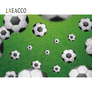 Laeacco futbols Futbols Pļavu Zēns Dzimšanas dienas Foto Foniem Foto Studijā Personalizētu Foto Backdrops Apdare