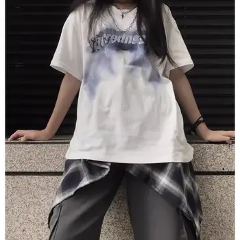 Punk Harajuku Gothic T-krekli Zaudēt Streetwear elektroenerģijas Vēstuli Izdrukāt Vasaras Sieviešu Īsām Piedurknēm Gadījuma Vintage sieviešu t-veida