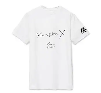 Monsta X spīdēt mūžīgi albums pašu drukas o apkakli, īsām piedurknēm t-krekls kpop fani atbalsta vasaras stils t krekls